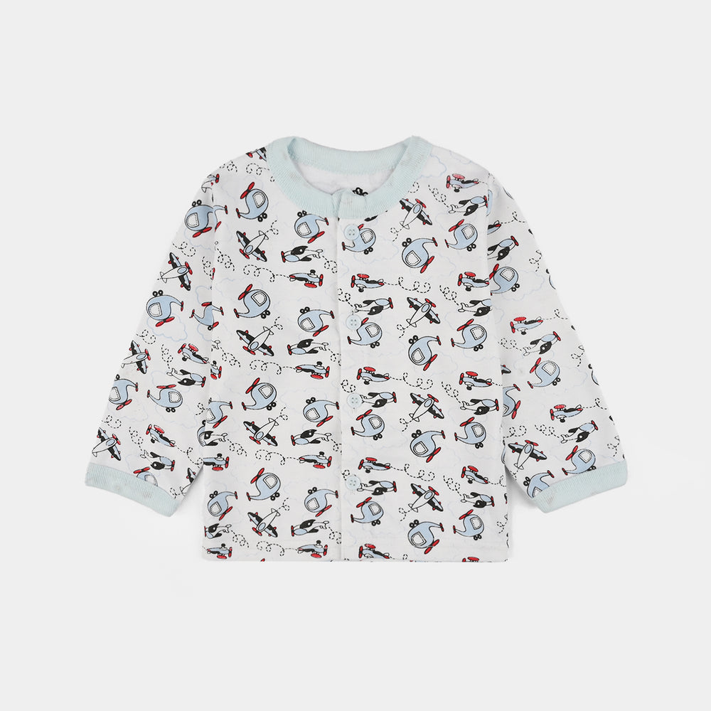 Infant Front Open Suit (Helicopter) - White/Grey