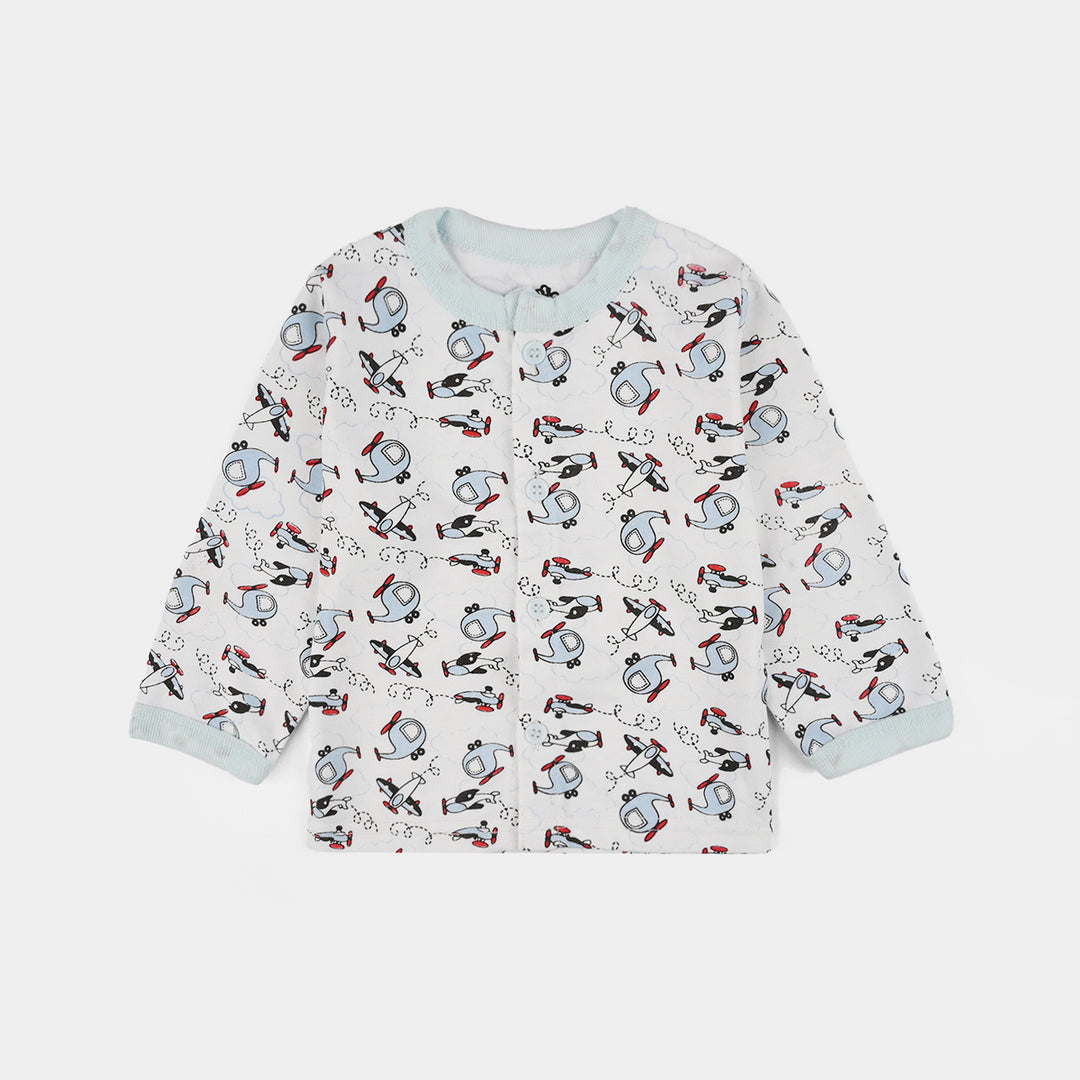Infant Front Open Suit (Helicopter) - White/Grey