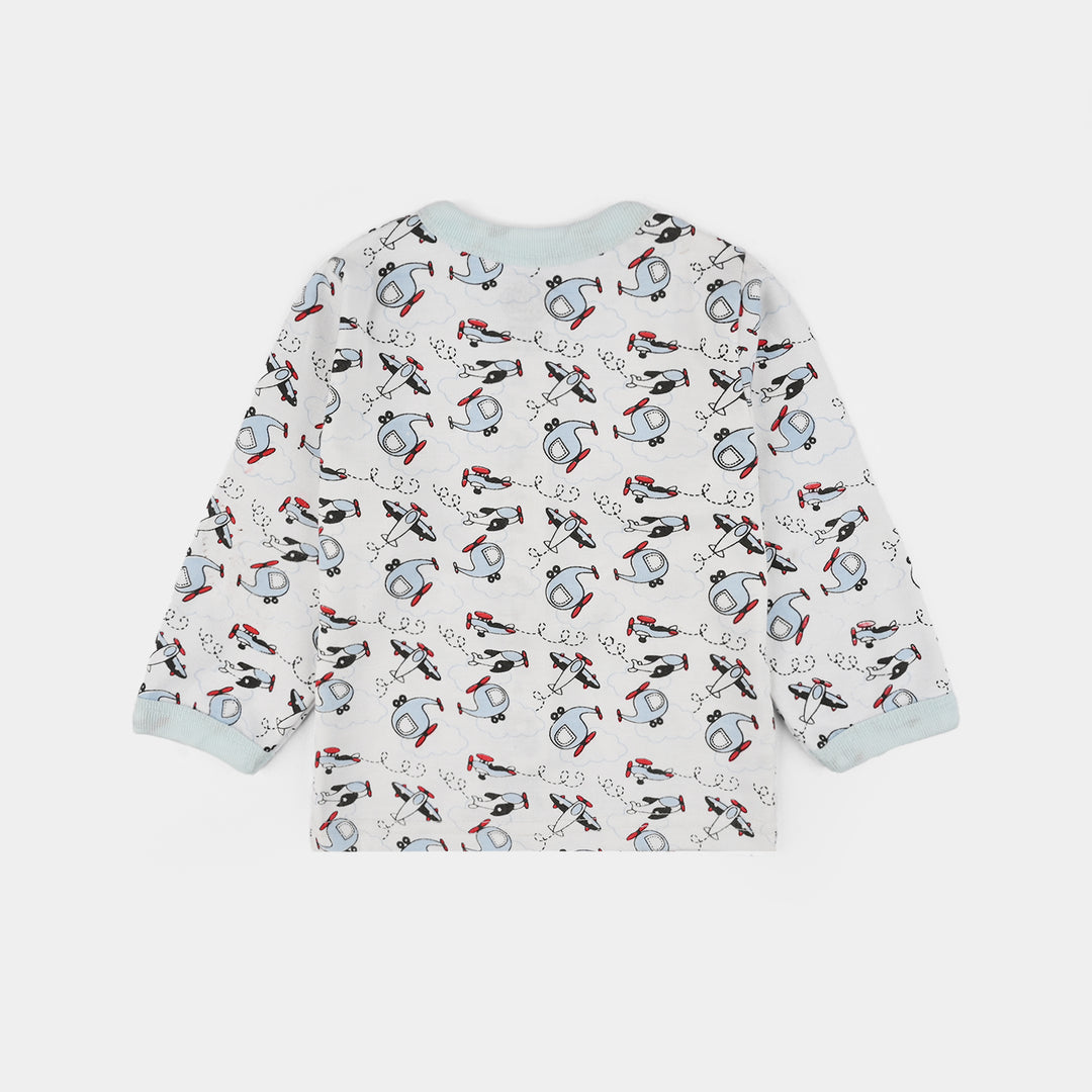 Infant Front Open Suit (Helicopter) - White/Grey