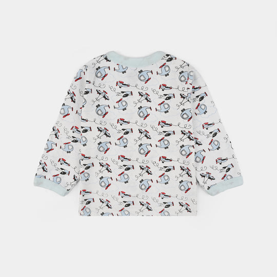 Infant Front Open Suit (Helicopter) - White/Grey