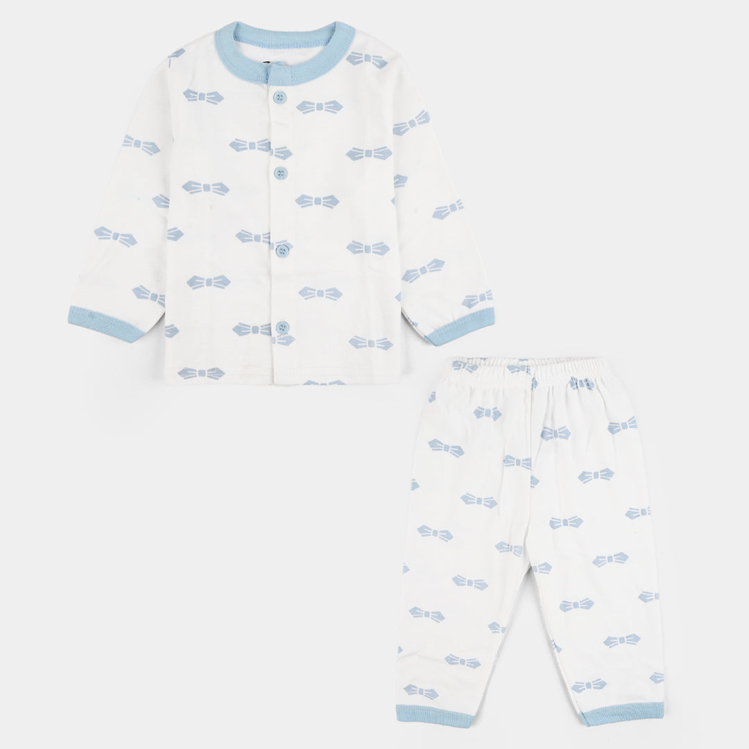 Infant Front Open Suit Bow Powder Blue