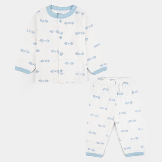 Infant Front Open Suit Bow Powder Blue