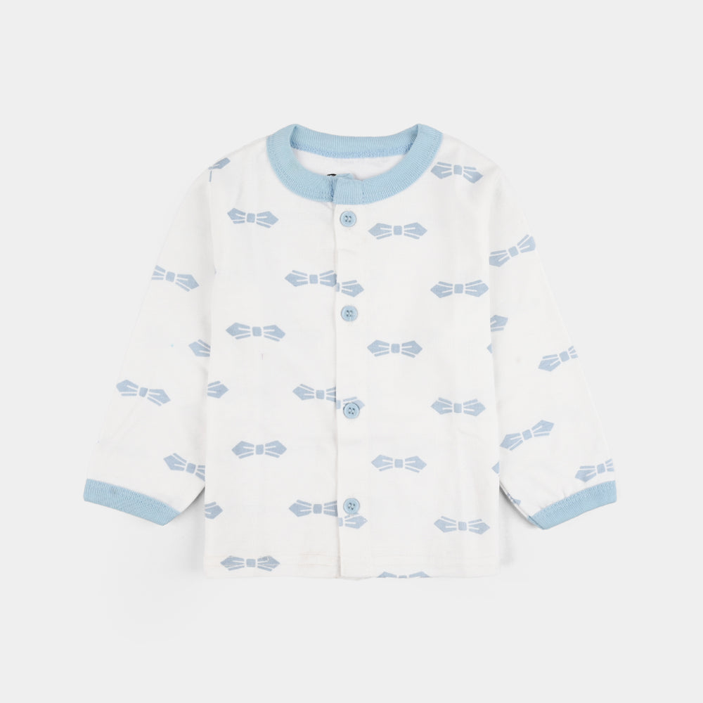 Infant Front Open Suit Bow Powder Blue