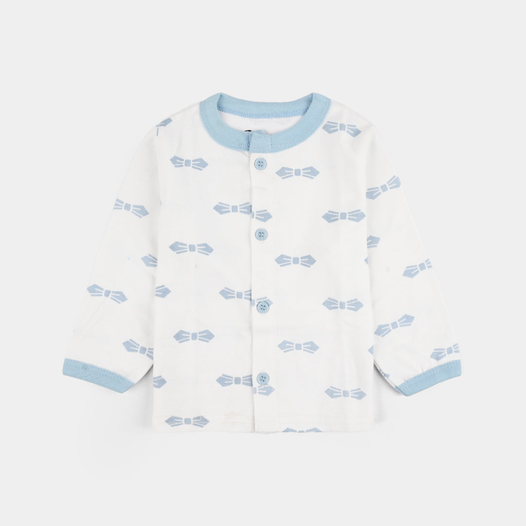 Infant Front Open Suit Bow Powder Blue