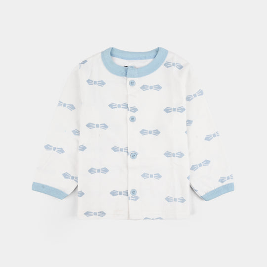 Infant Front Open Suit Bow Powder Blue