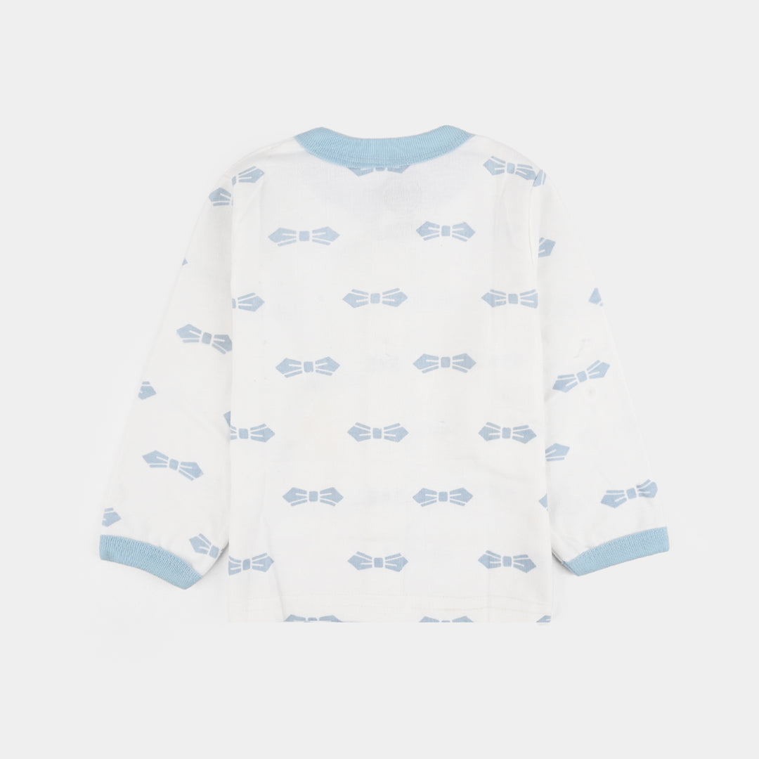 Infant Front Open Suit Bow Powder Blue