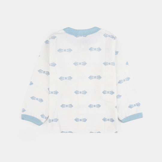 Infant Front Open Suit Bow Powder Blue