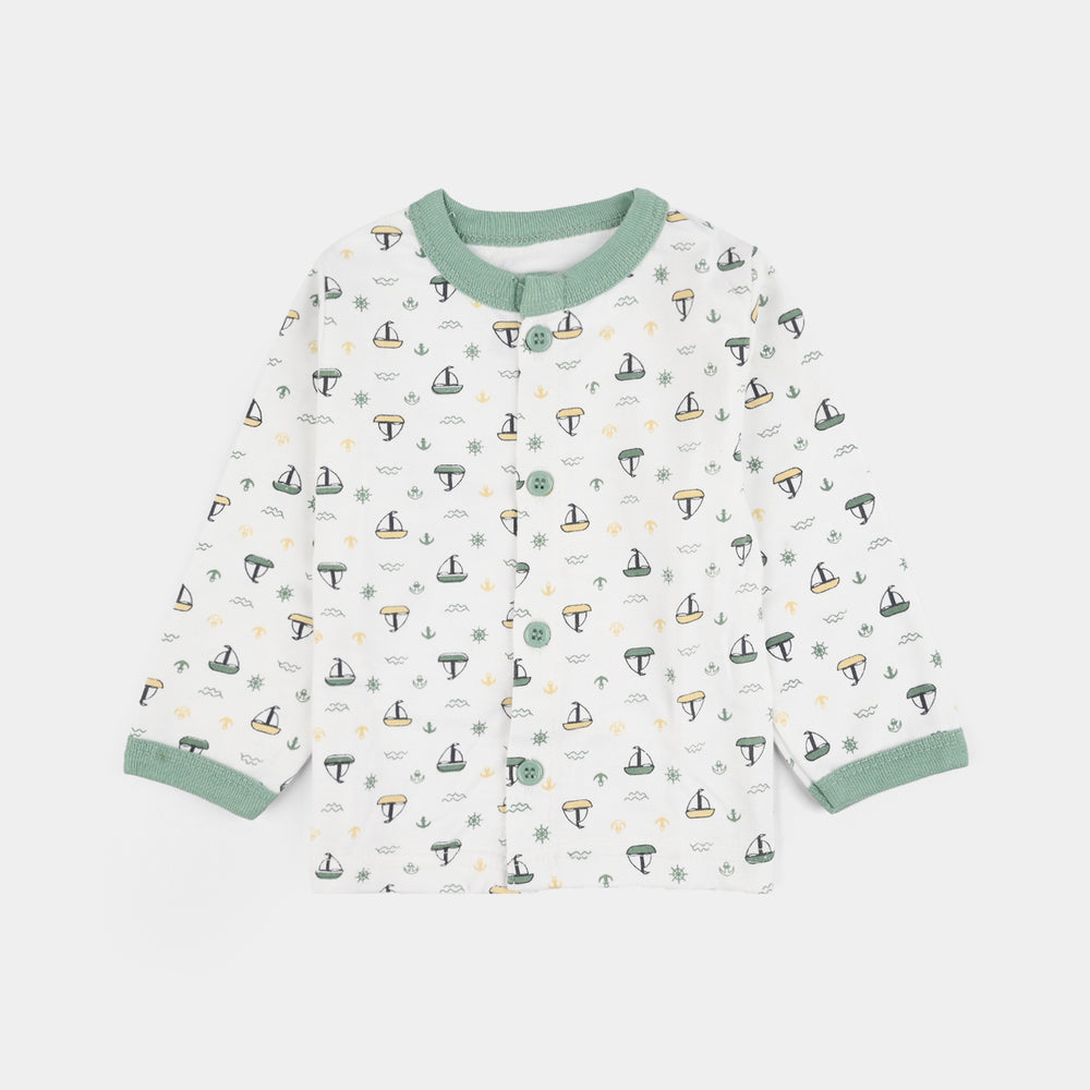 Infant Front Open Suit (Ship) - White/Green