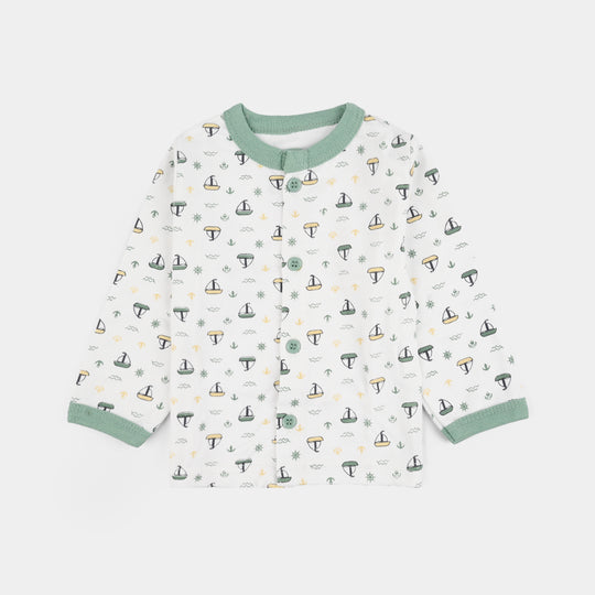 Infant Front Open Suit (Ship) - White/Green