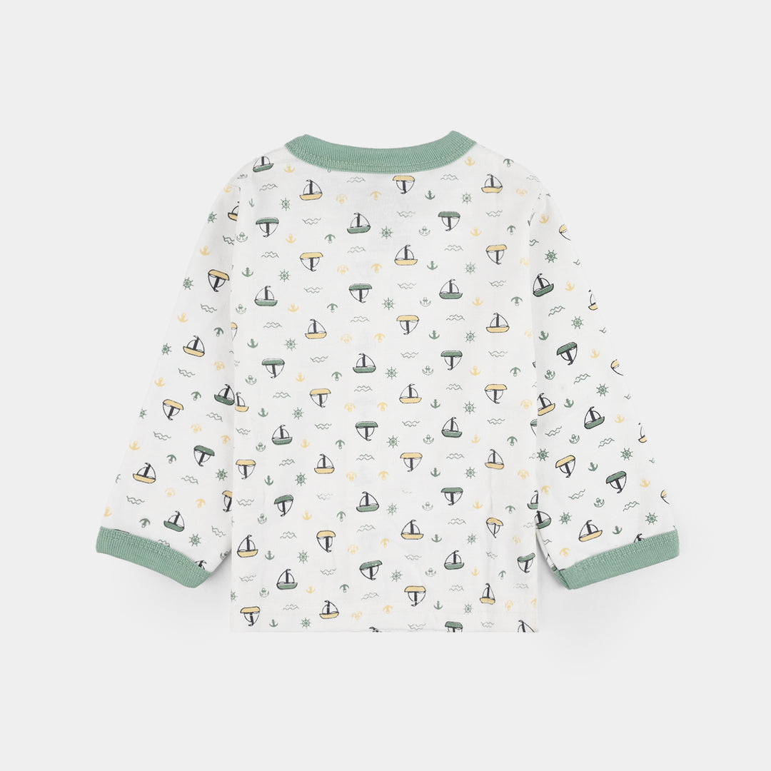 Infant Front Open Suit (Ship) - White/Green