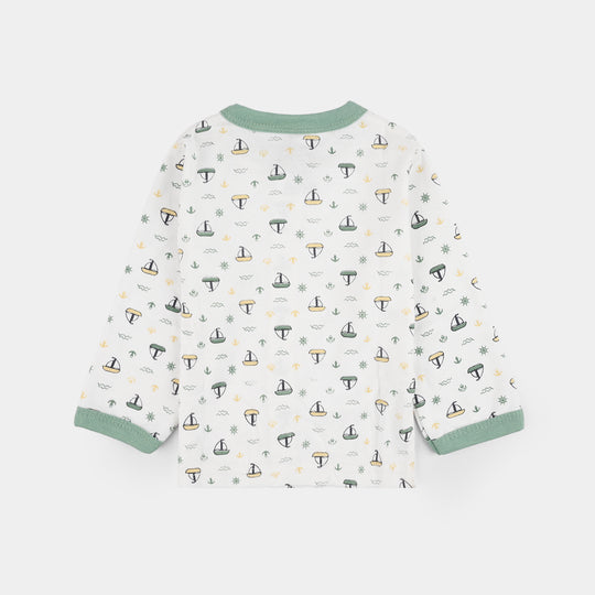 Infant Front Open Suit (Ship) - White/Green
