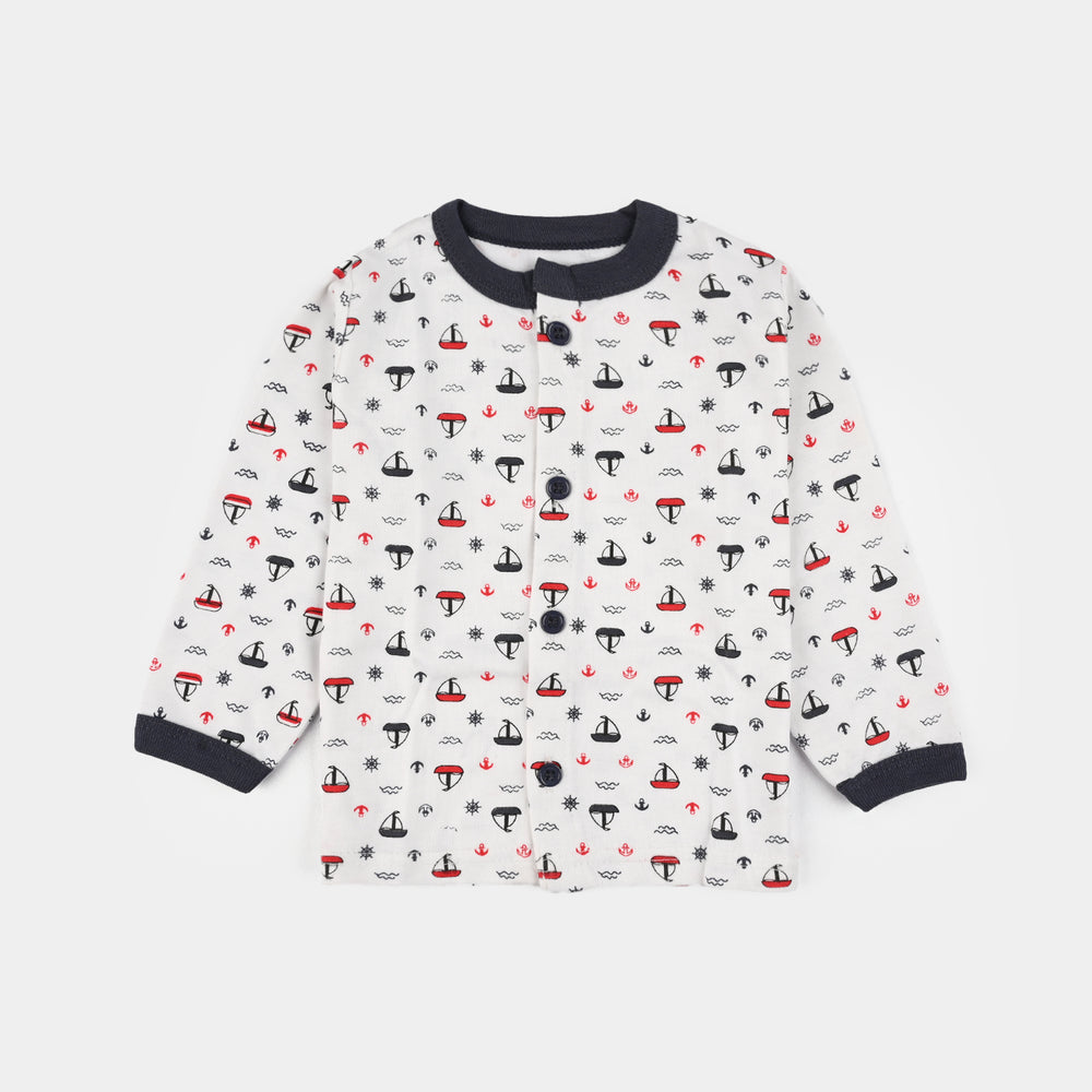 Infant Front Open Suit (Ship) - White/Black