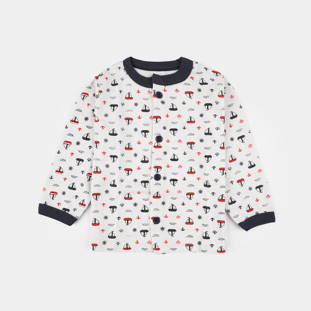 Infant Front Open Suit (Ship) - White/Black