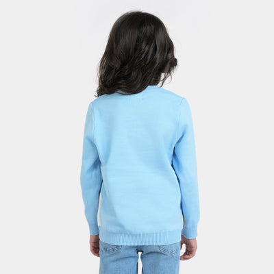 Girls Knitted Sweater Bear - Sky Blue
