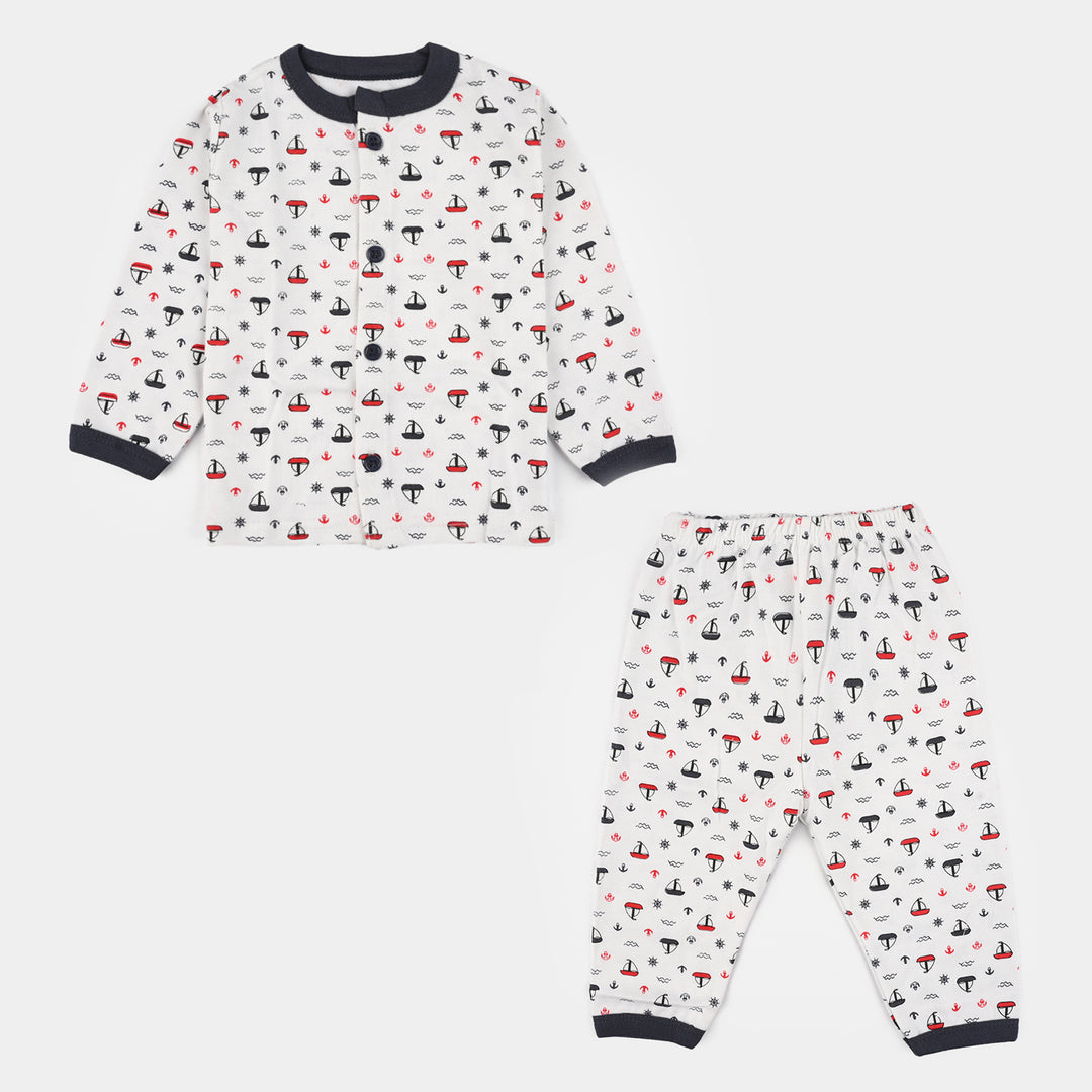 Infant Front Open Suit (Ship) - White/Black