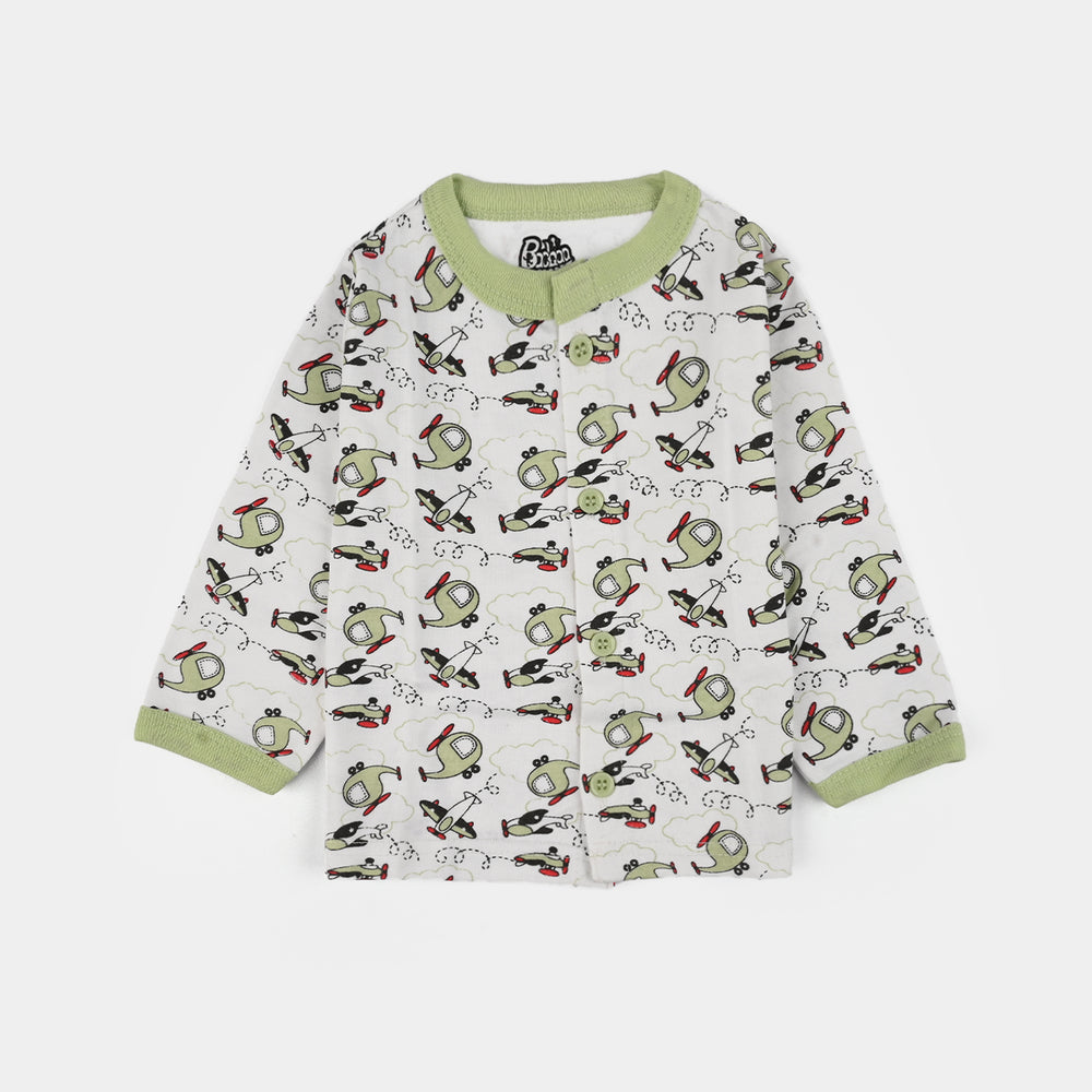 Infant Front Open Suit (Helicopter) - White/Green