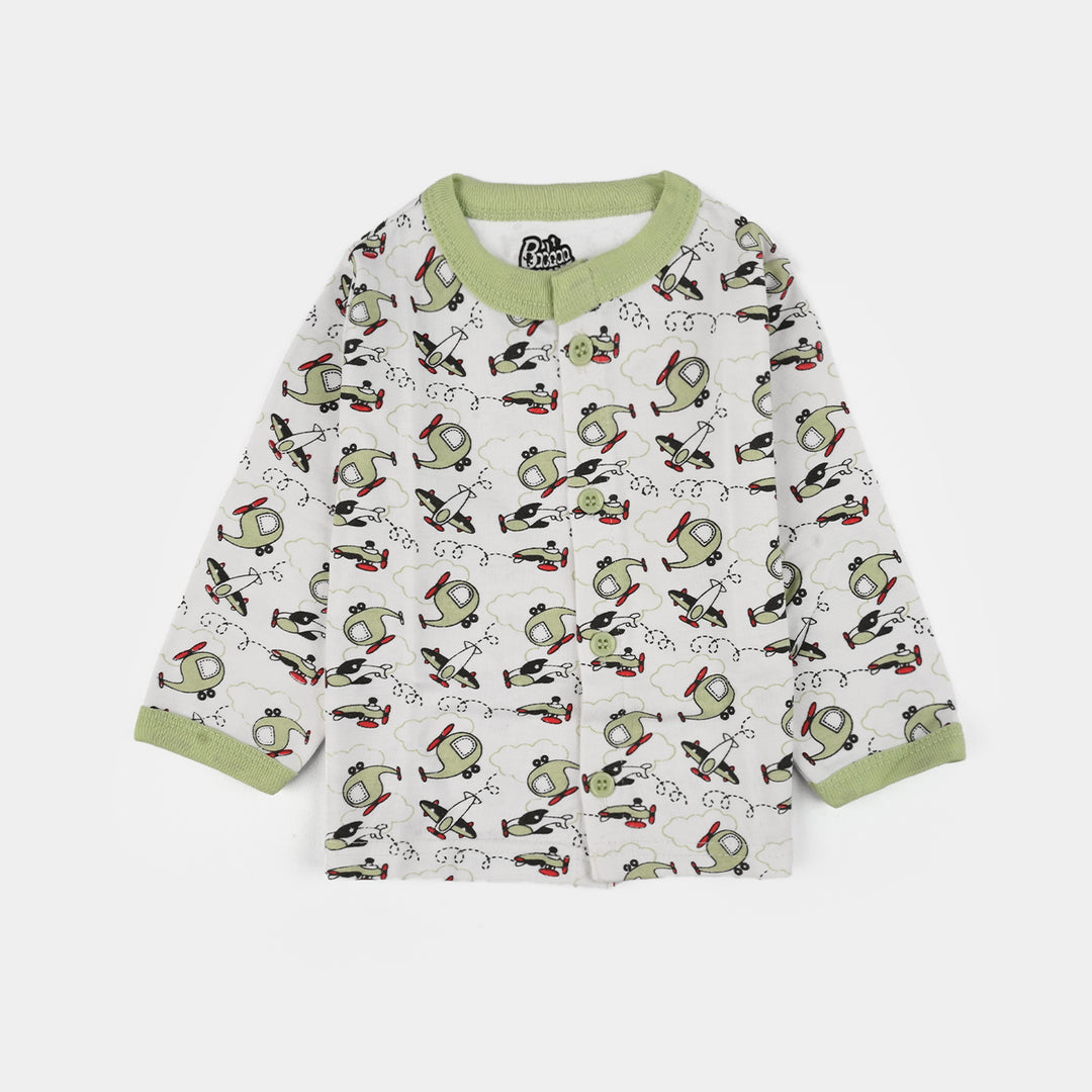Infant Front Open Suit (Helicopter) - White/Green