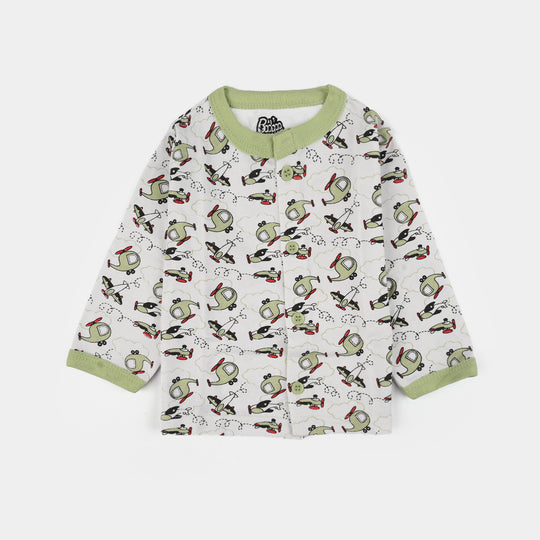 Infant Front Open Suit (Helicopter) - White/Green