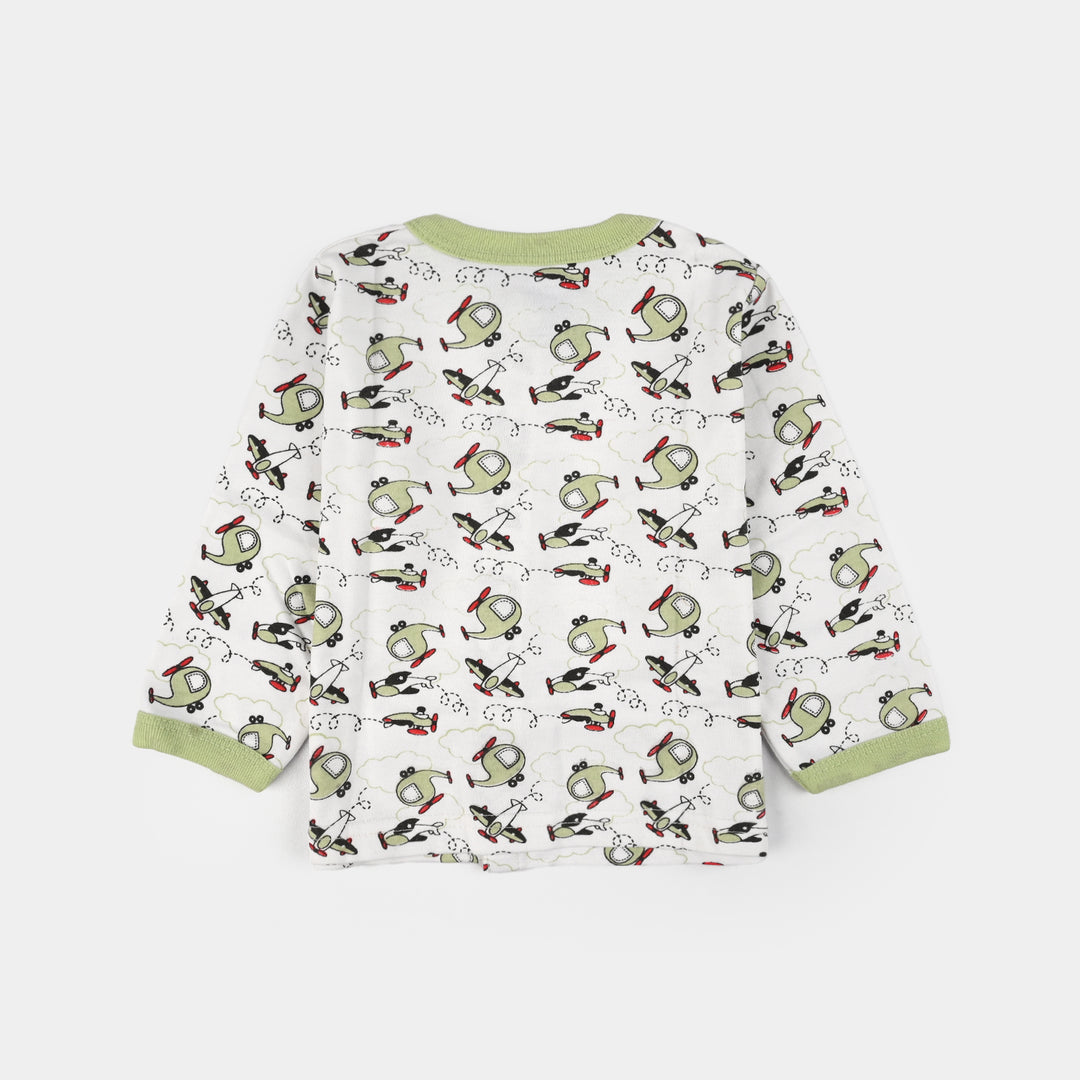 Infant Front Open Suit (Helicopter) - White/Green
