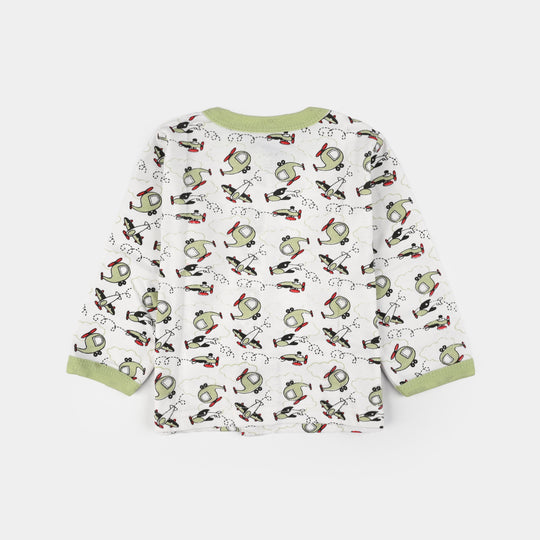 Infant Front Open Suit (Helicopter) - White/Green