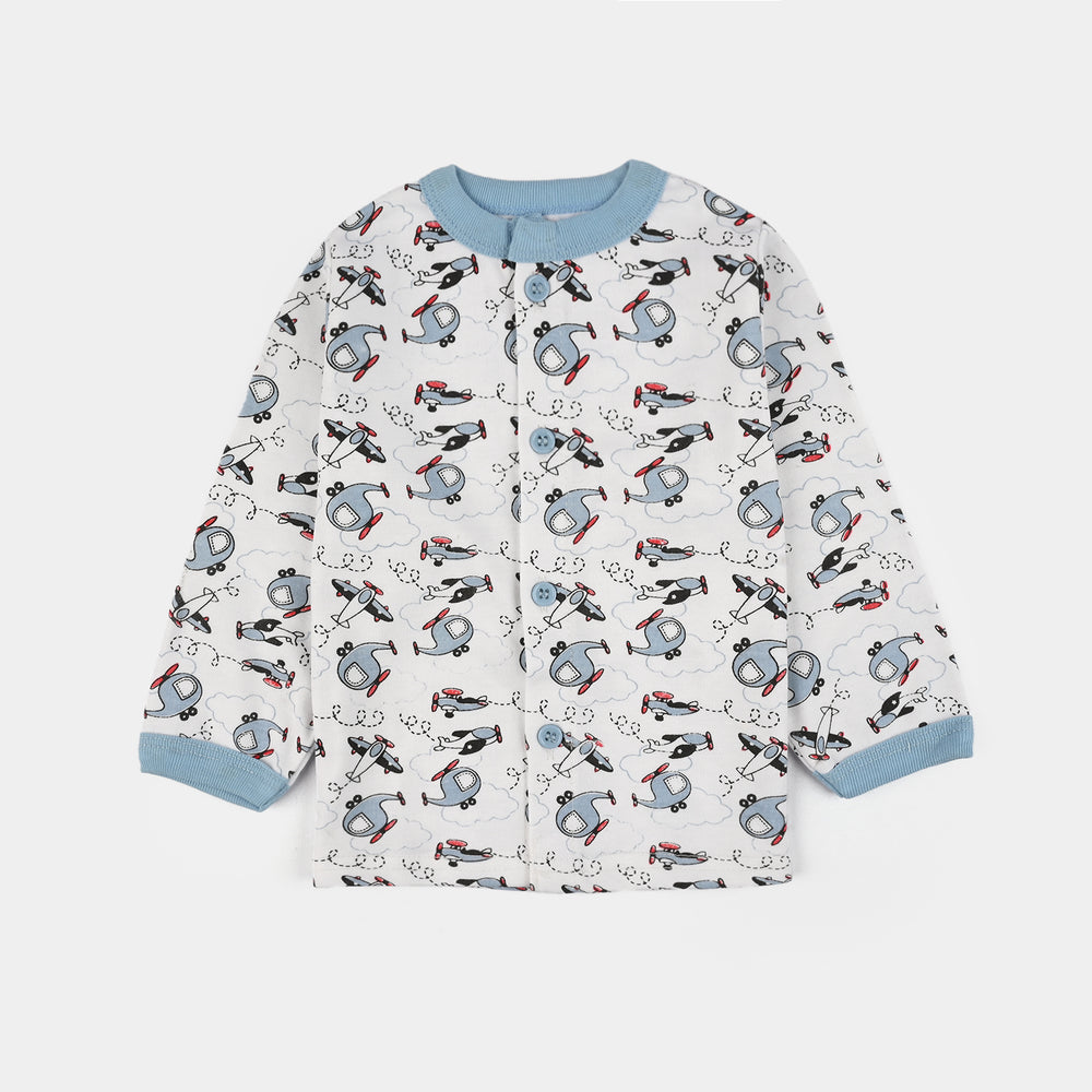 Infant Front Open Suit (Helicopter) - White/Blue