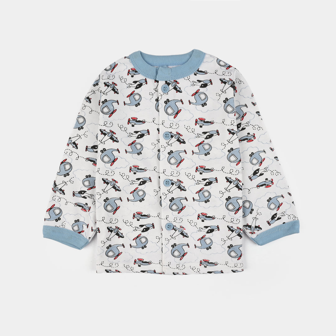 Infant Front Open Suit (Helicopter) - White/Blue