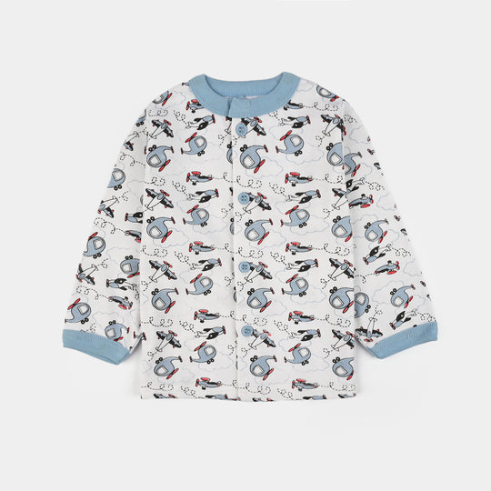 Infant Front Open Suit (Helicopter) - White/Blue