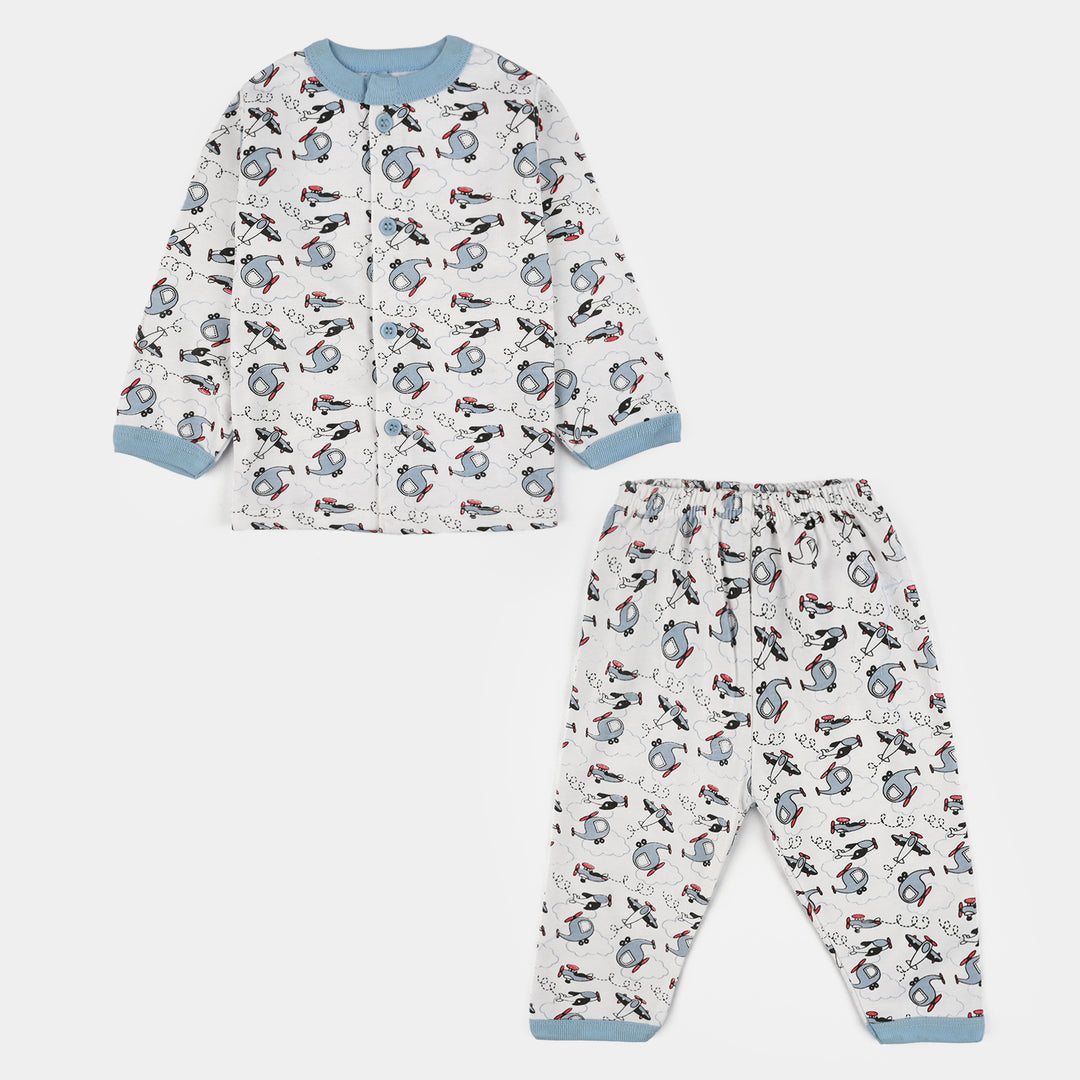 Infant Front Open Suit (Helicopter) - White/Blue