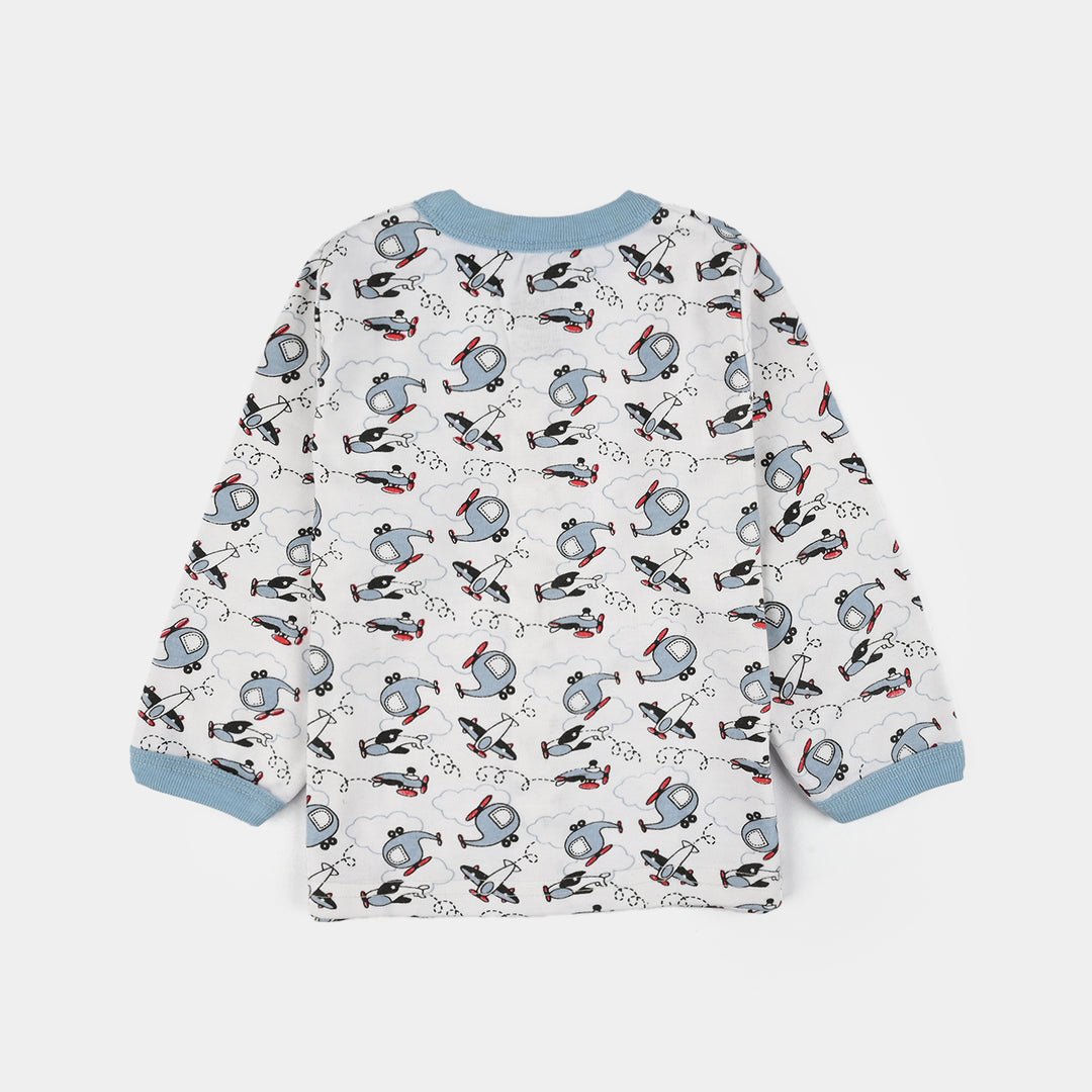 Infant Front Open Suit (Helicopter) - White/Blue