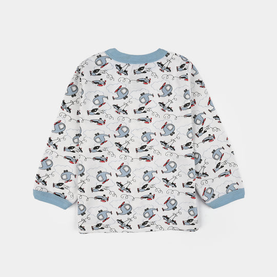 Infant Front Open Suit (Helicopter) - White/Blue