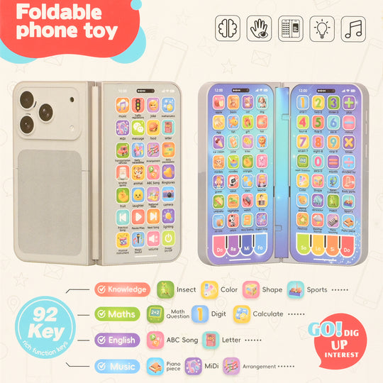 Early Education Foldable Phone Toy with Light & Music