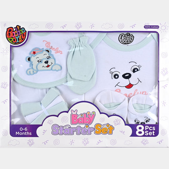 Baby Cotton Starter Set Pack Of 8PCs | 0-6M | Blue