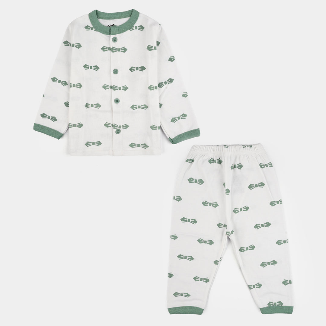 Infant Front Open Suit Bow Dusty Turquoise