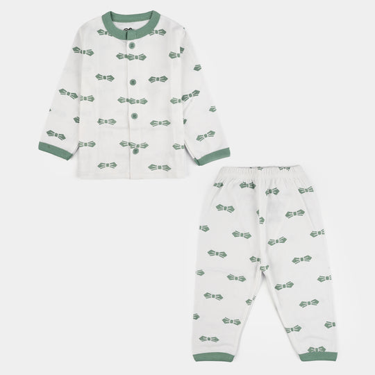 Infant Front Open Suit Bow Dusty Turquoise
