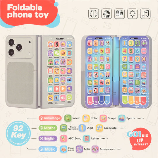 Early Education Foldable Phone Toy with Light & Music