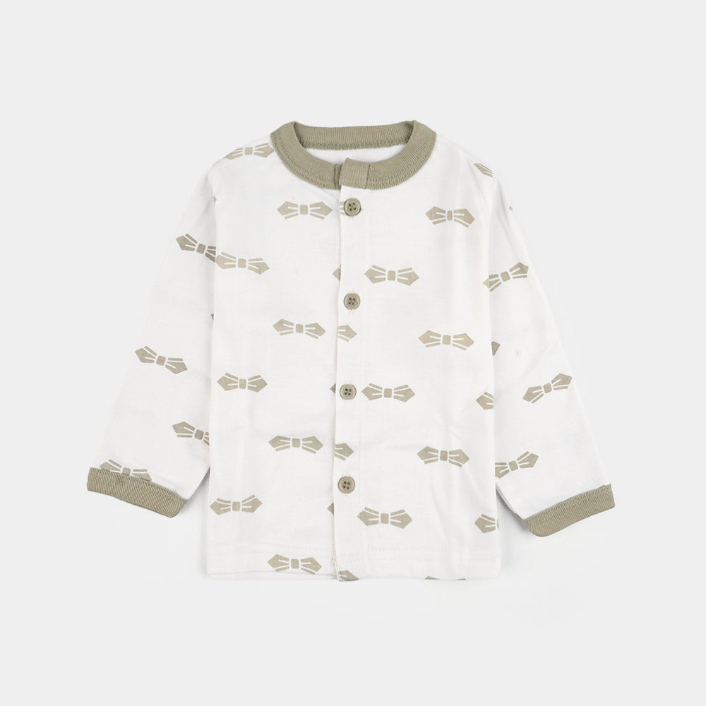 Infant Front Open Suit Bow Quiet Grey