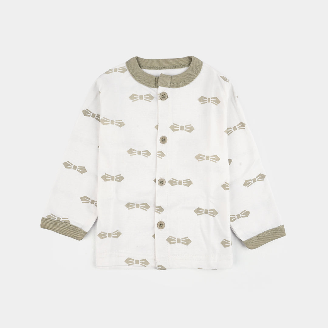 Infant Front Open Suit Bow Quiet Grey