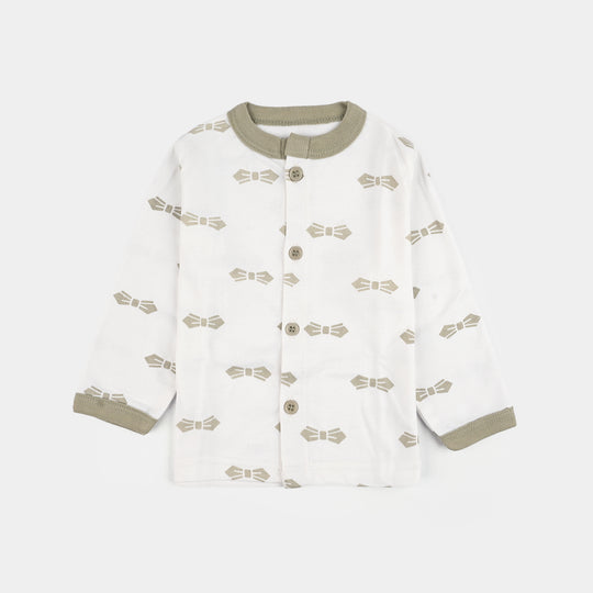 Infant Front Open Suit Bow Quiet Grey