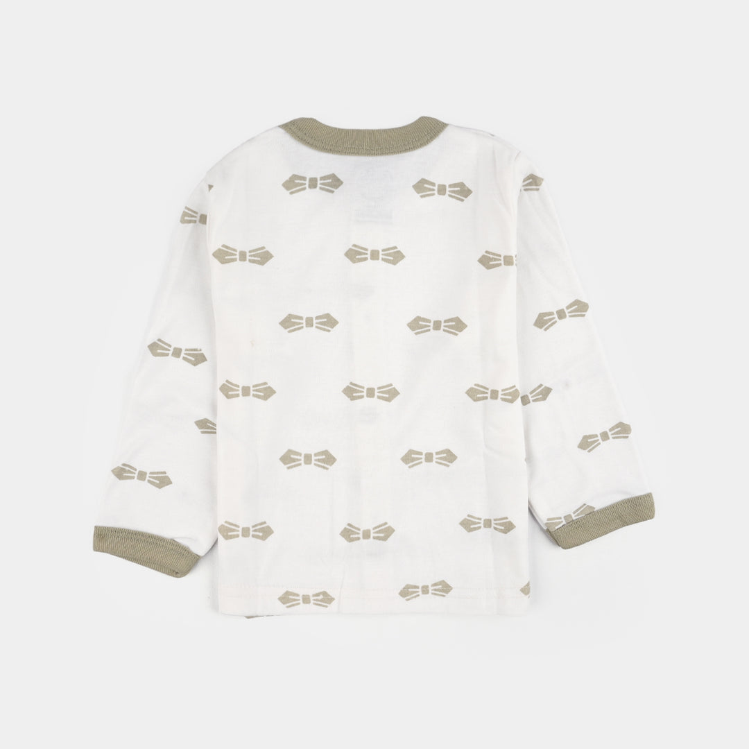 Infant Front Open Suit Bow Quiet Grey