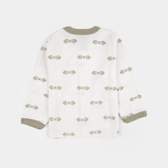 Infant Front Open Suit Bow Quiet Grey