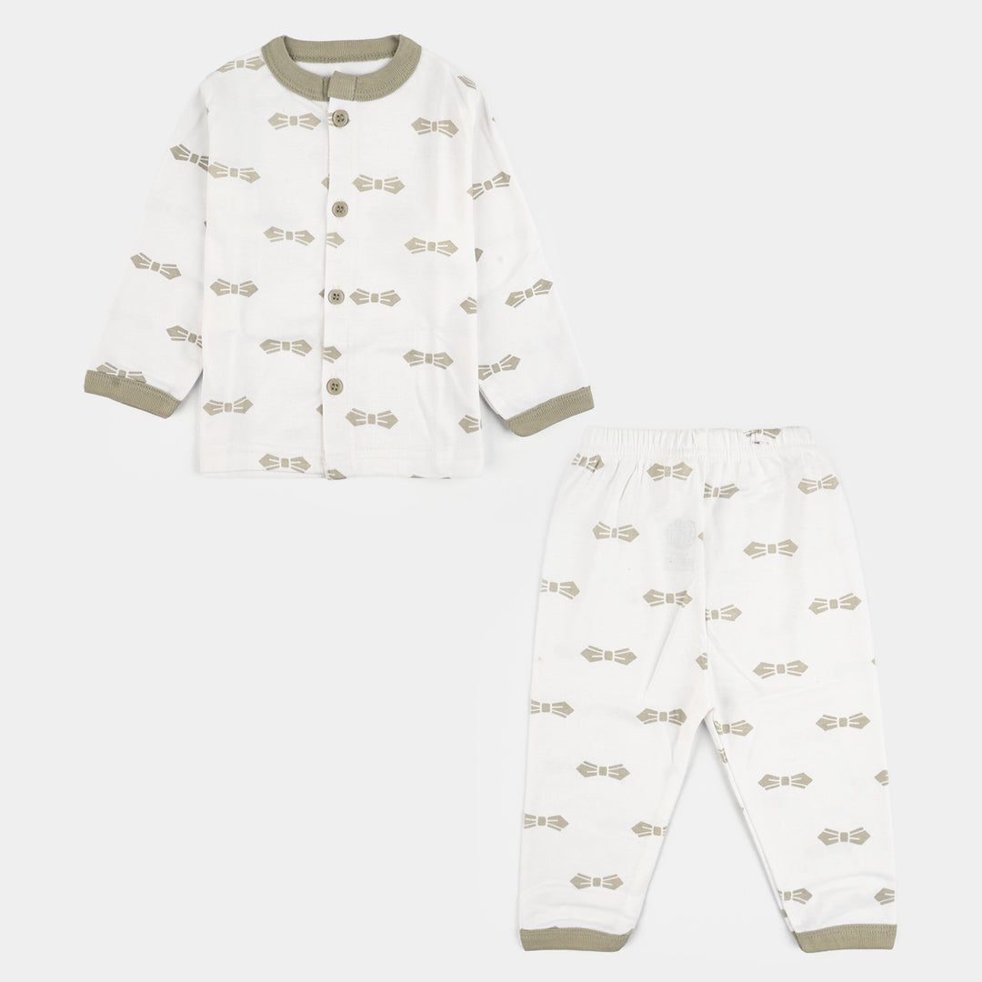 Infant Front Open Suit Bow Quiet Grey