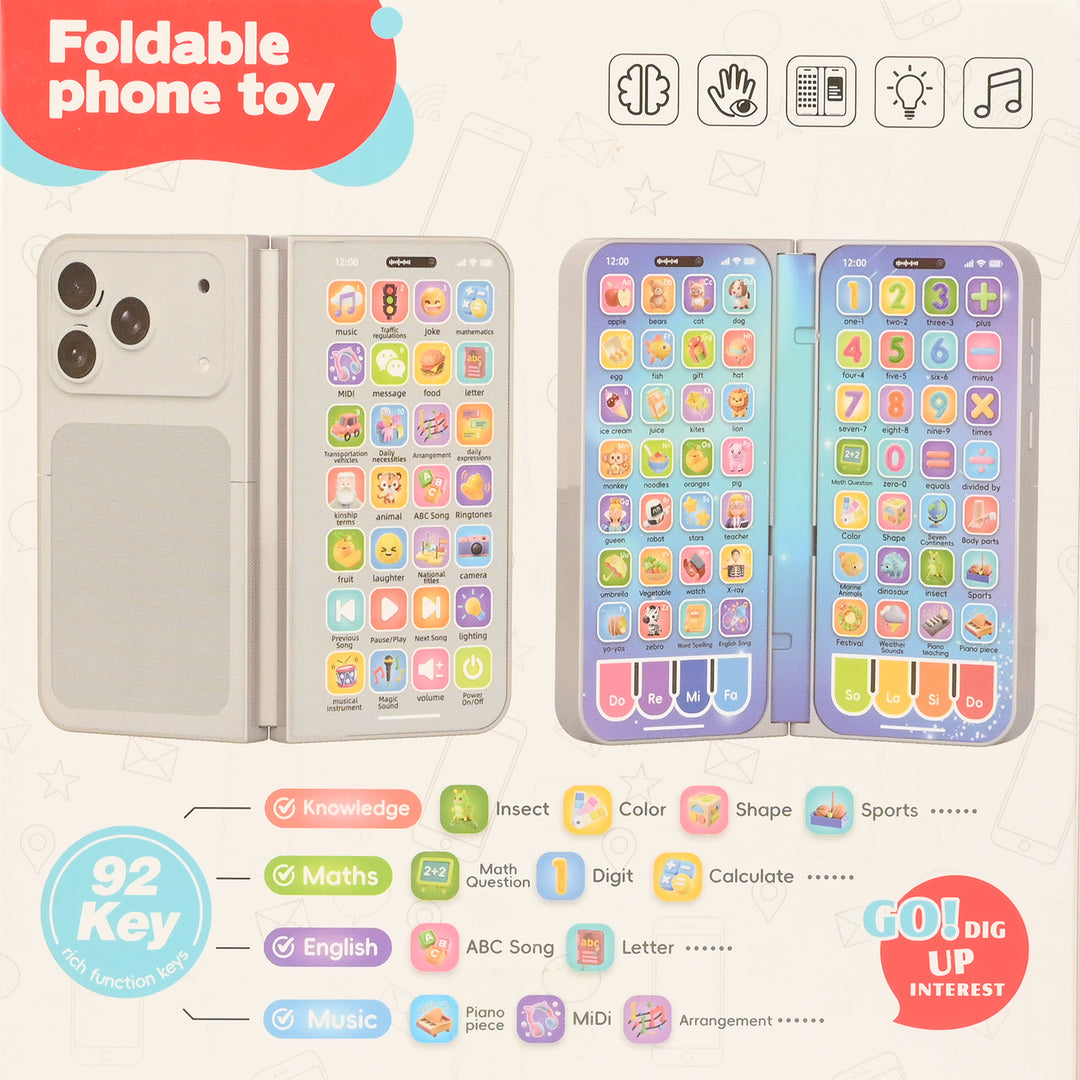 Early Education Foldable Phone Toy with Light & Music