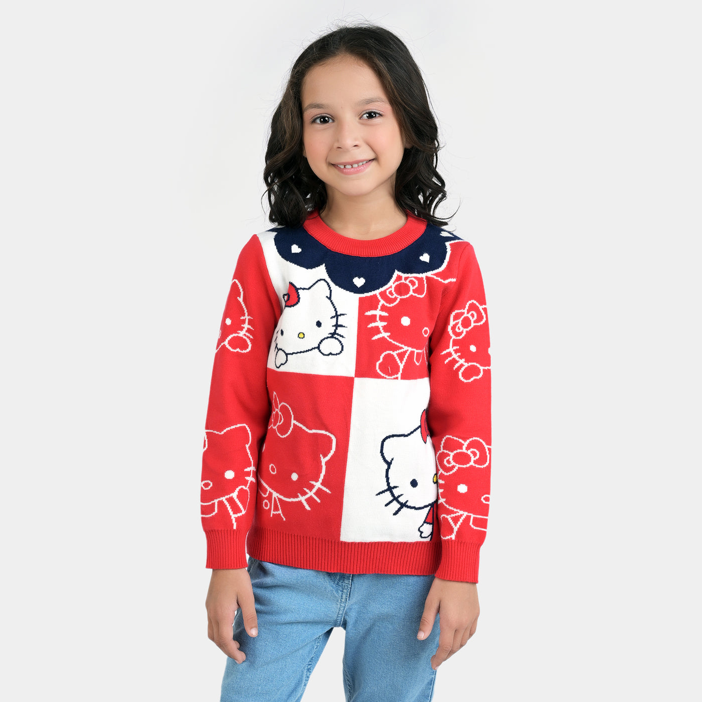 Girls Knitted Sweater Character- Red