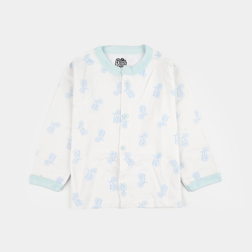 Infant Front Open Suit (Cycle) - White/Blue