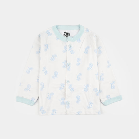 Infant Front Open Suit (Cycle) - White/Blue