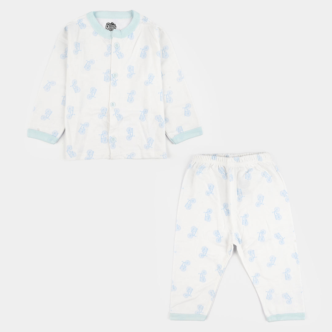 Infant Front Open Suit (Cycle) - White/Blue