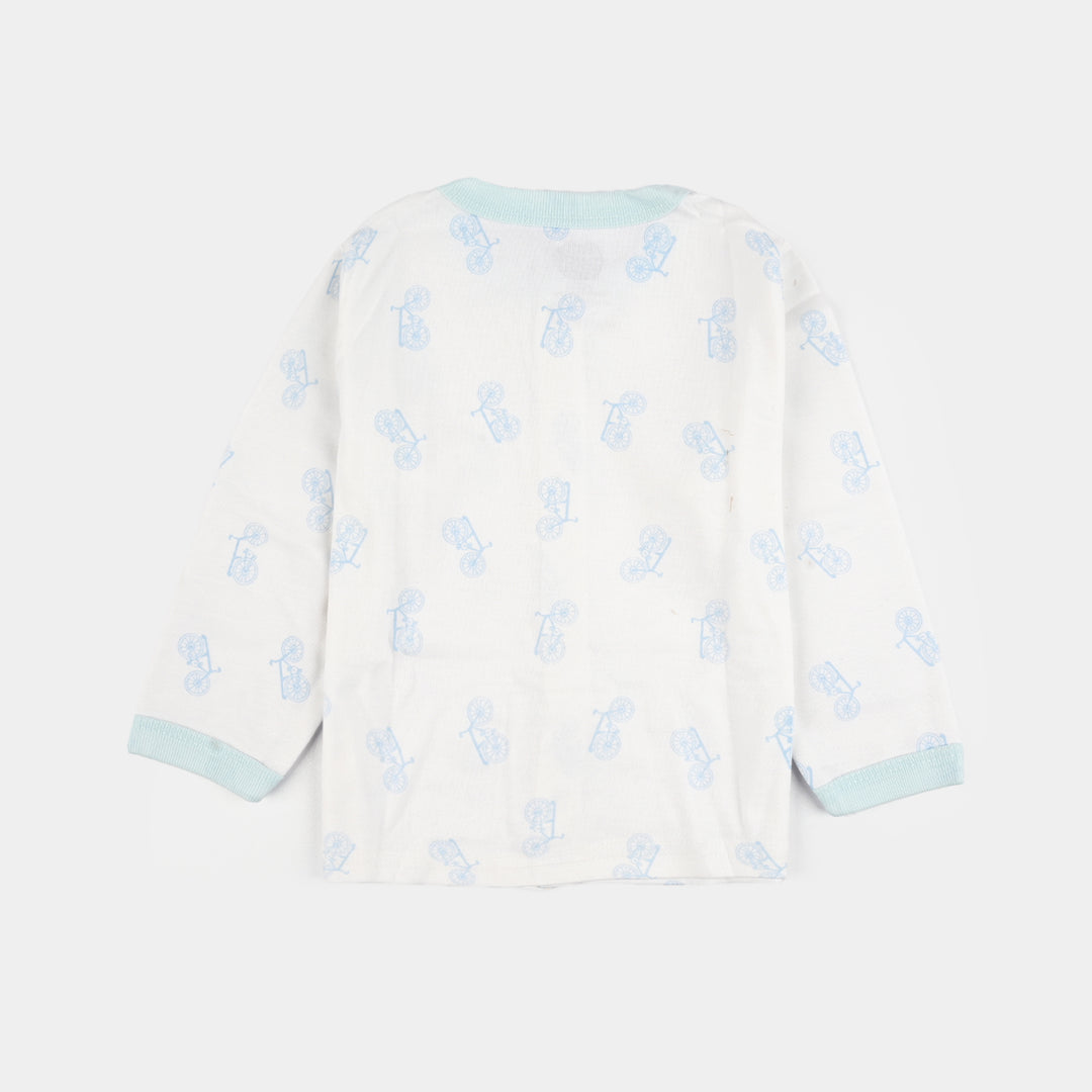 Infant Front Open Suit (Cycle) - White/Blue