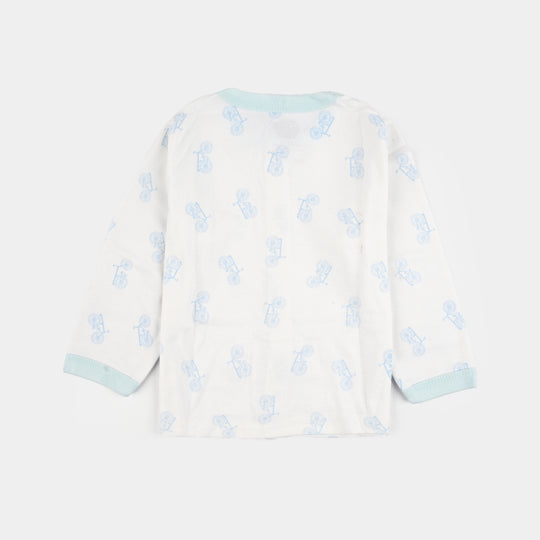 Infant Front Open Suit (Cycle) - White/Blue