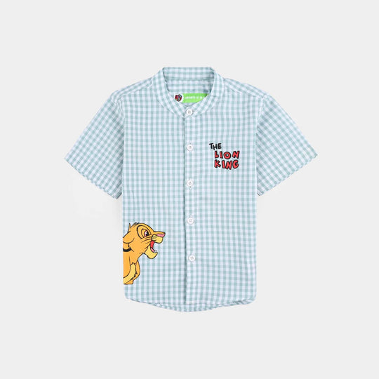 Infant Boys Yarn Dyed Shirt (Lion King 2)-L.Grey Check