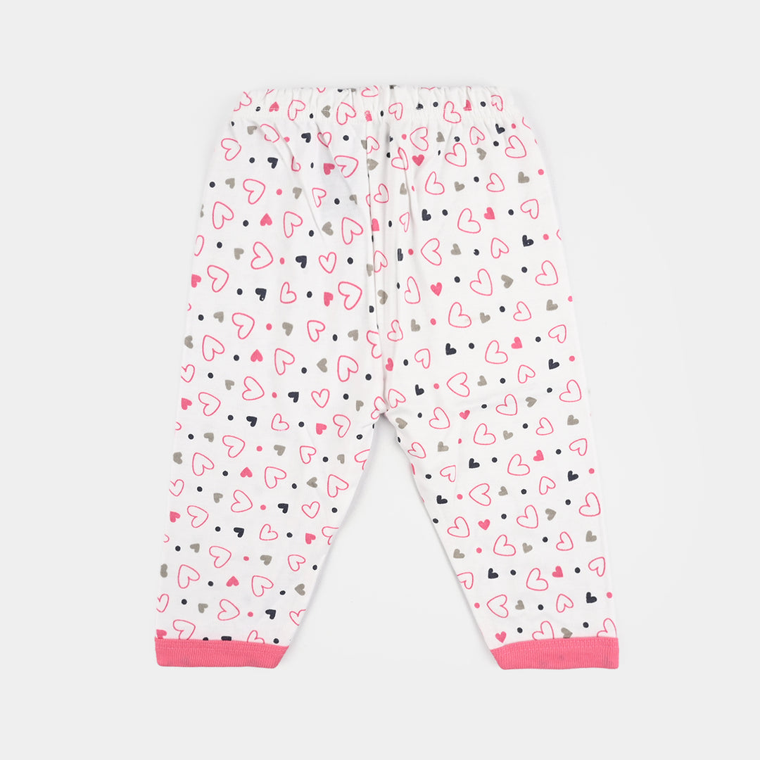 Infant Front Open Suit (Heart) - White/Pink